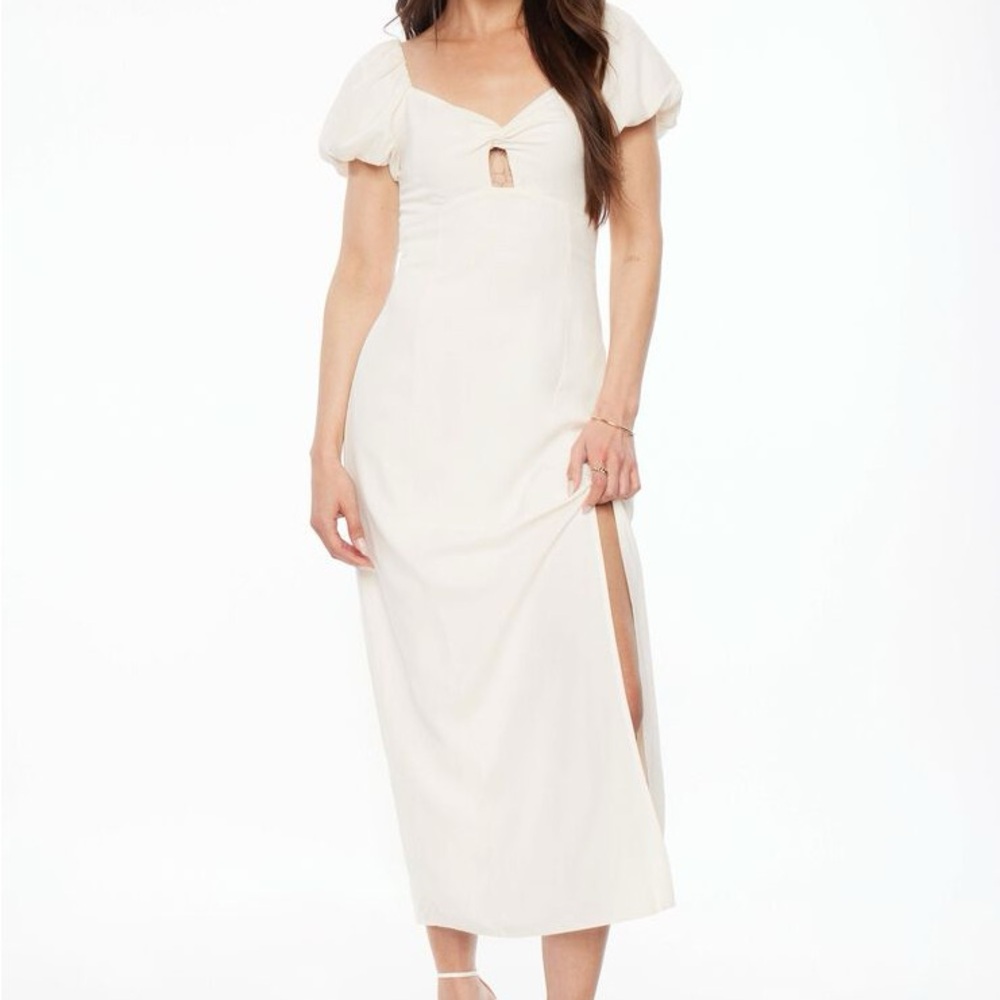NWT Puff Sleeve Linen Blend Maxi Dress